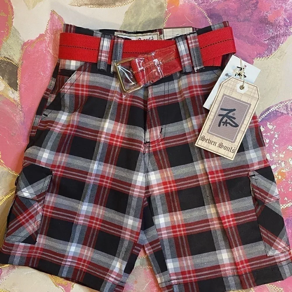 Kids Seven Souls Boys Plaid Fashion Shorts Size 5